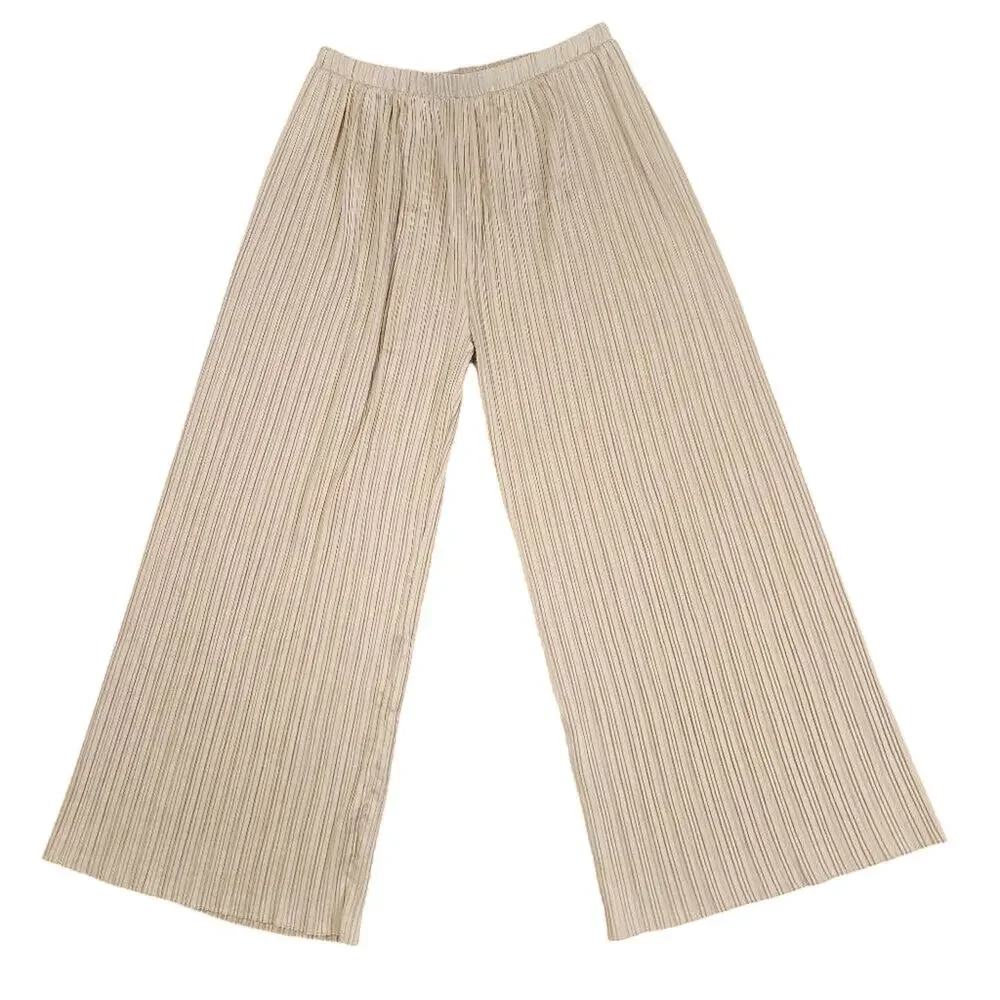 Rya Collection Champagne Accordion Pleated Wide Leg Lounge Pants Size XL